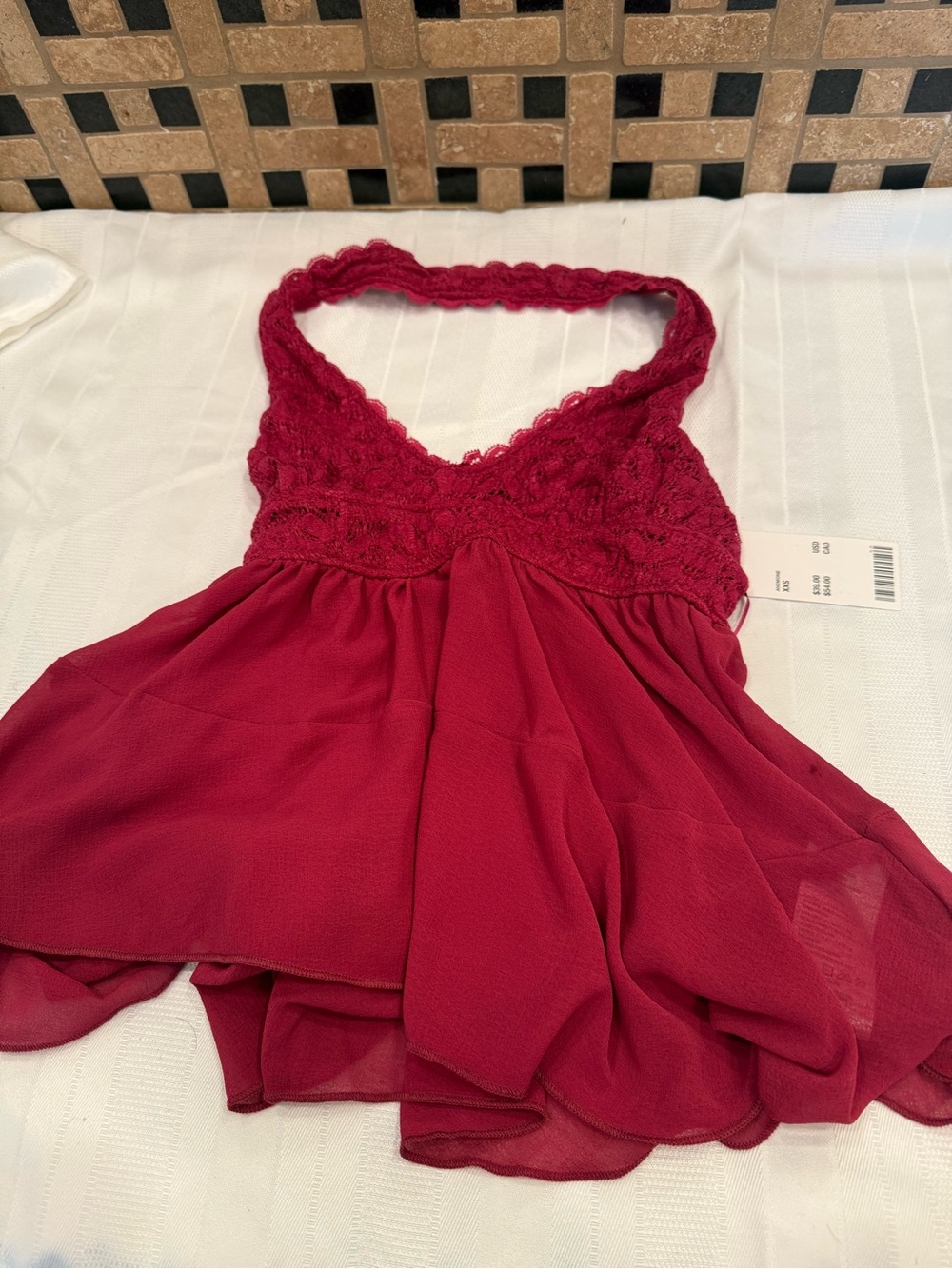 Anemone XXS Lace-Trim Sleeveless Top - Deep Rose